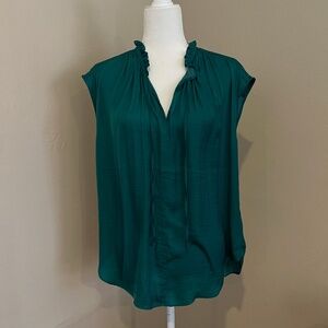 Rachel Rachel Roy Sleeveless Shiny Teal Tie Front Blouse